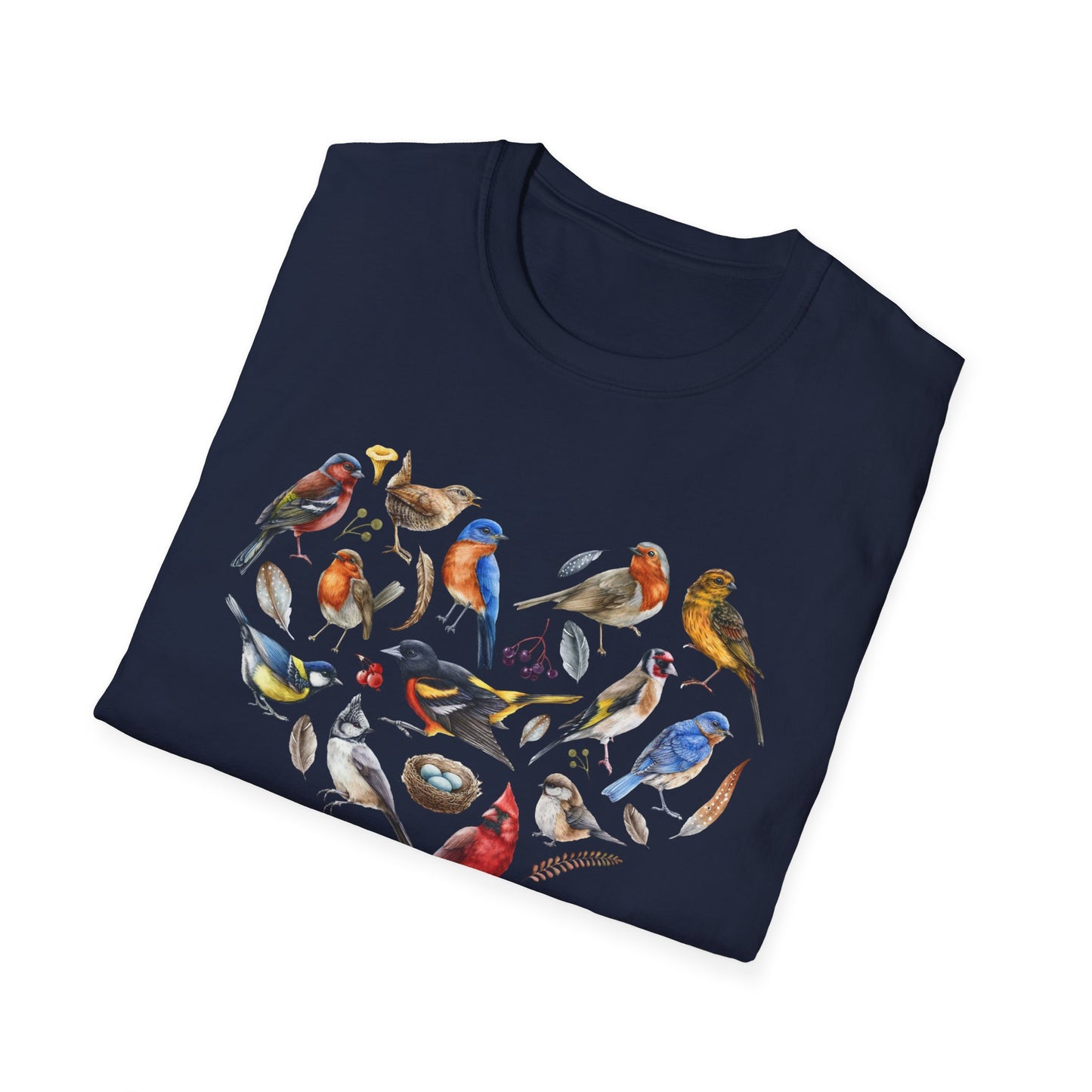 Heart of Birds Unisex Softstyle T-Shirt - Heart Design