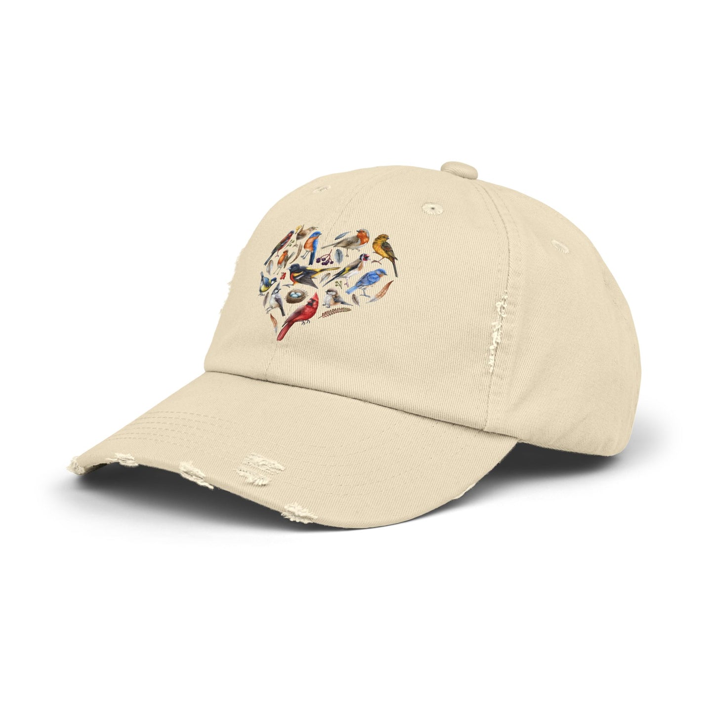 The Nerdy Birder Bird Heart Vintage Style Hat - Unisex Distressed Cap