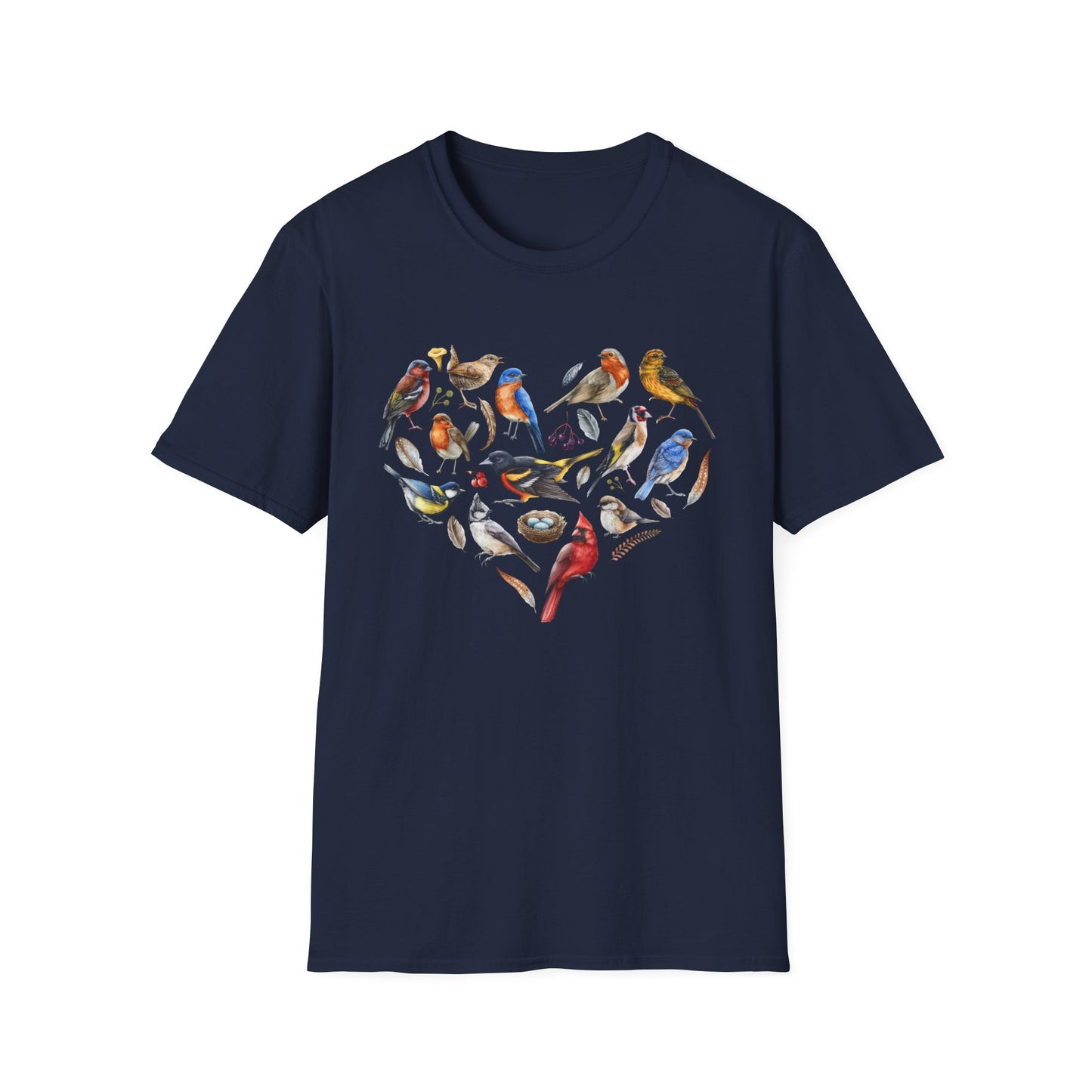Heart of Birds Unisex Softstyle T-Shirt - Heart Design