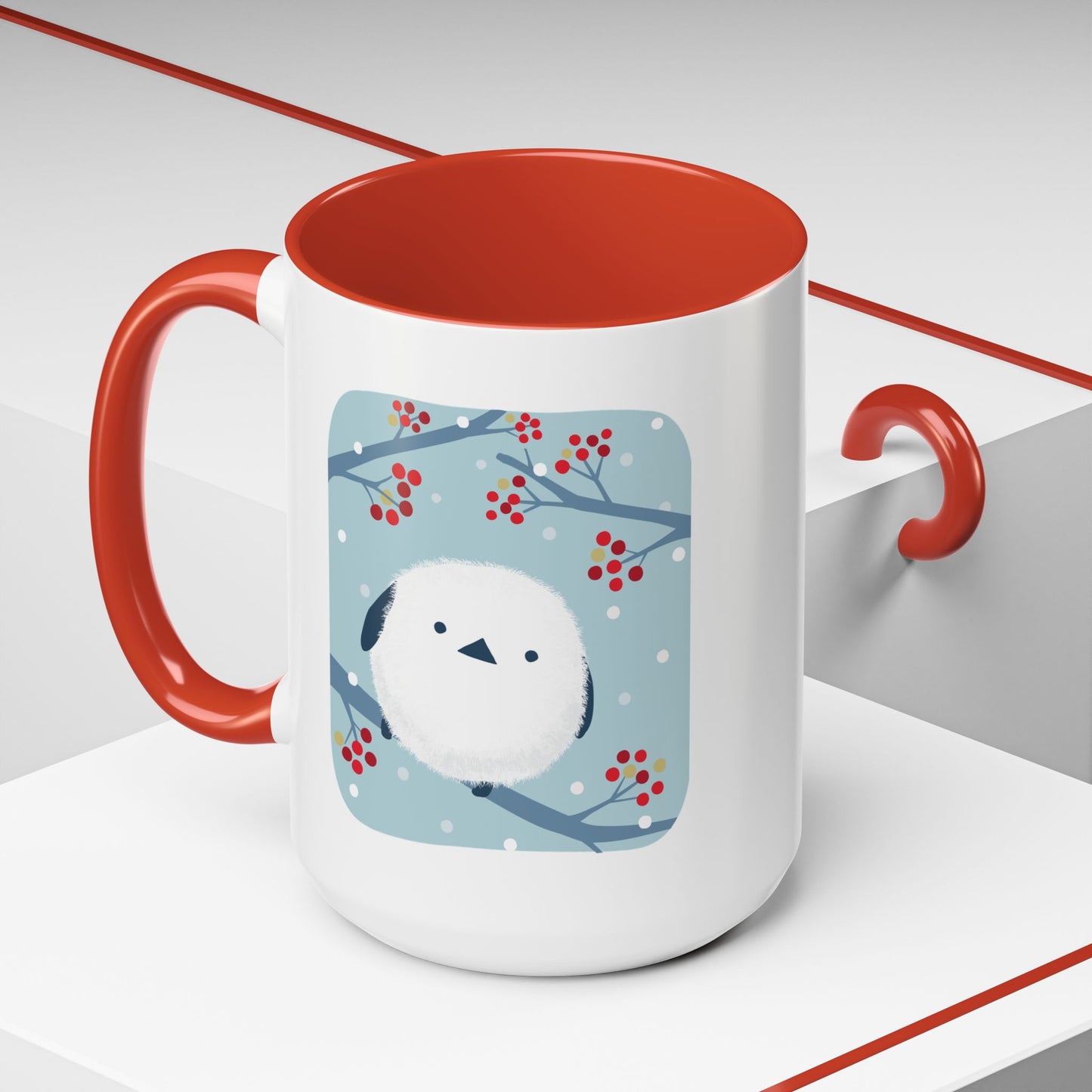 Cute Bird & Cherry Blossom Accent Coffee Mug - 11oz & 15oz
