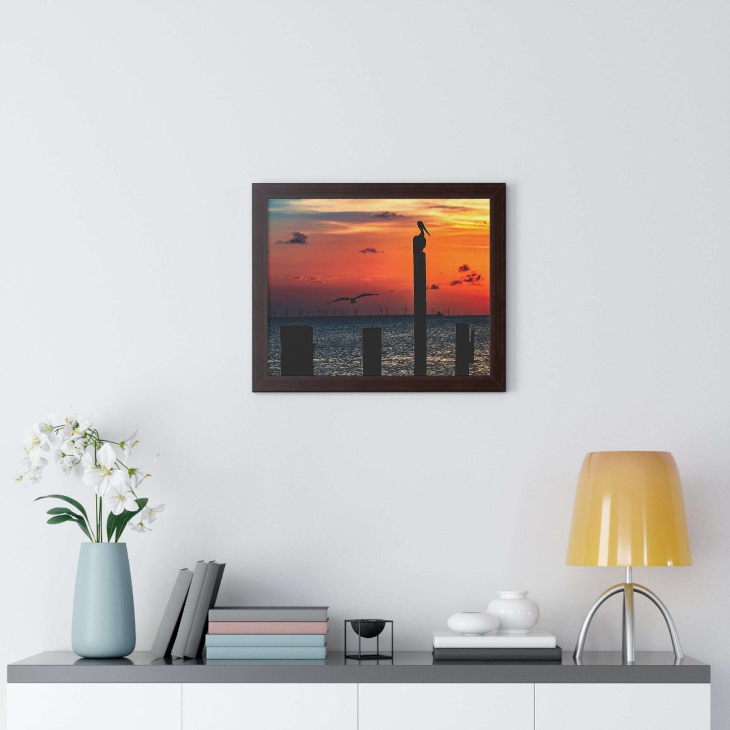 Serene Sunset Framed Horizontal Poster - Coastal Decor for Beach Lovers