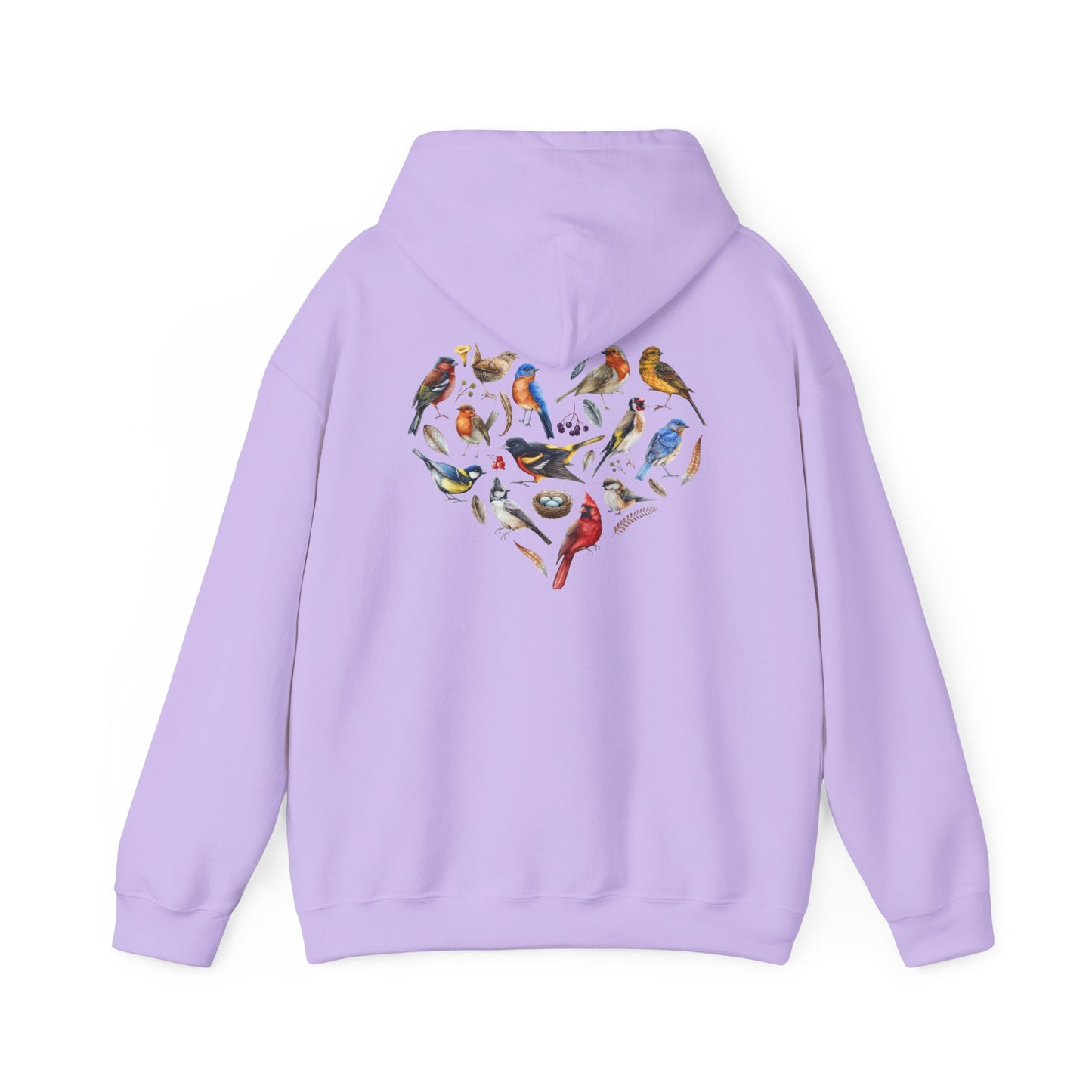 Bird Heart Unisex Hoodie Back Design - Cozy Sweatshirt for Nature Lovers