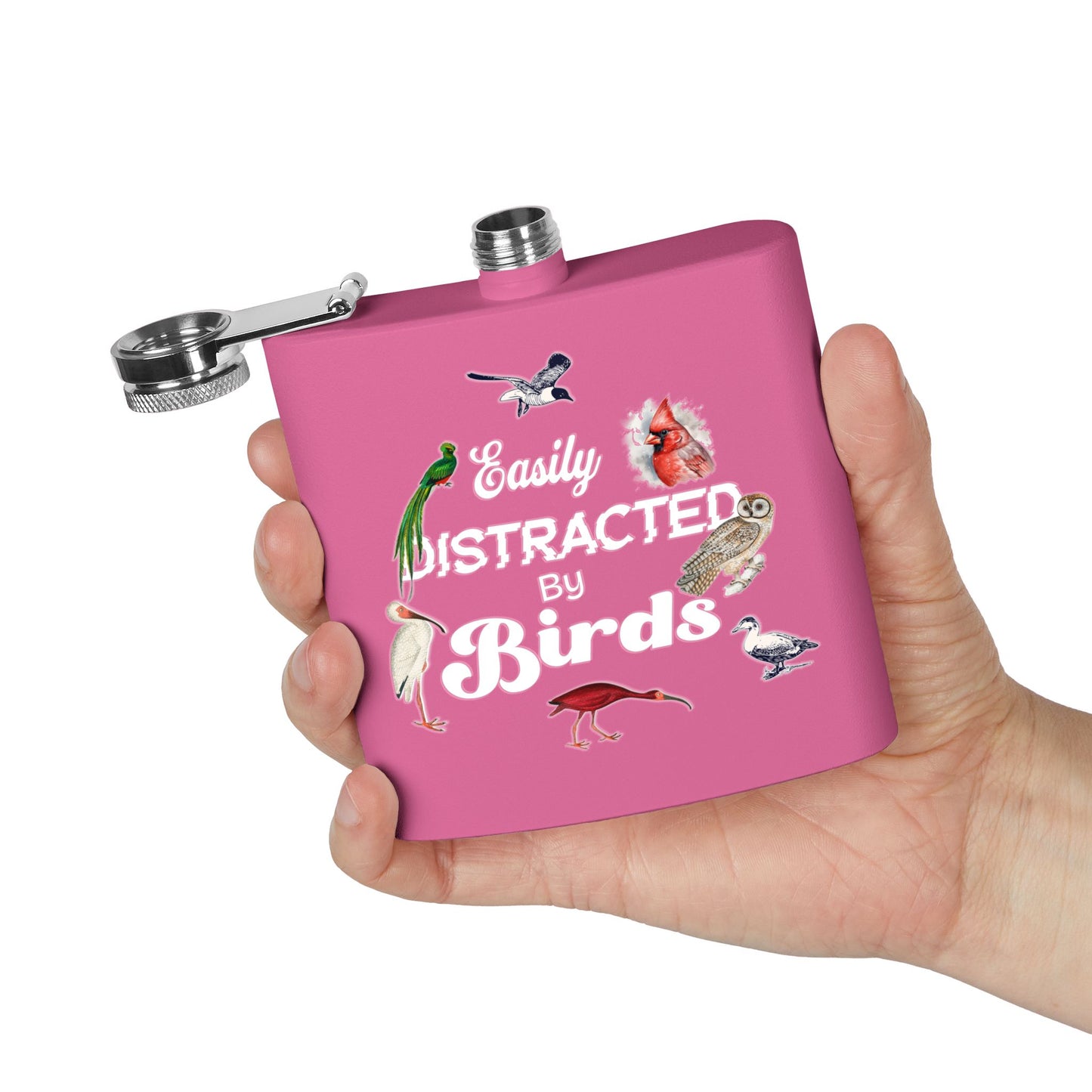 Easily Distracted By Birds Stainless Steel Flask - 6oz