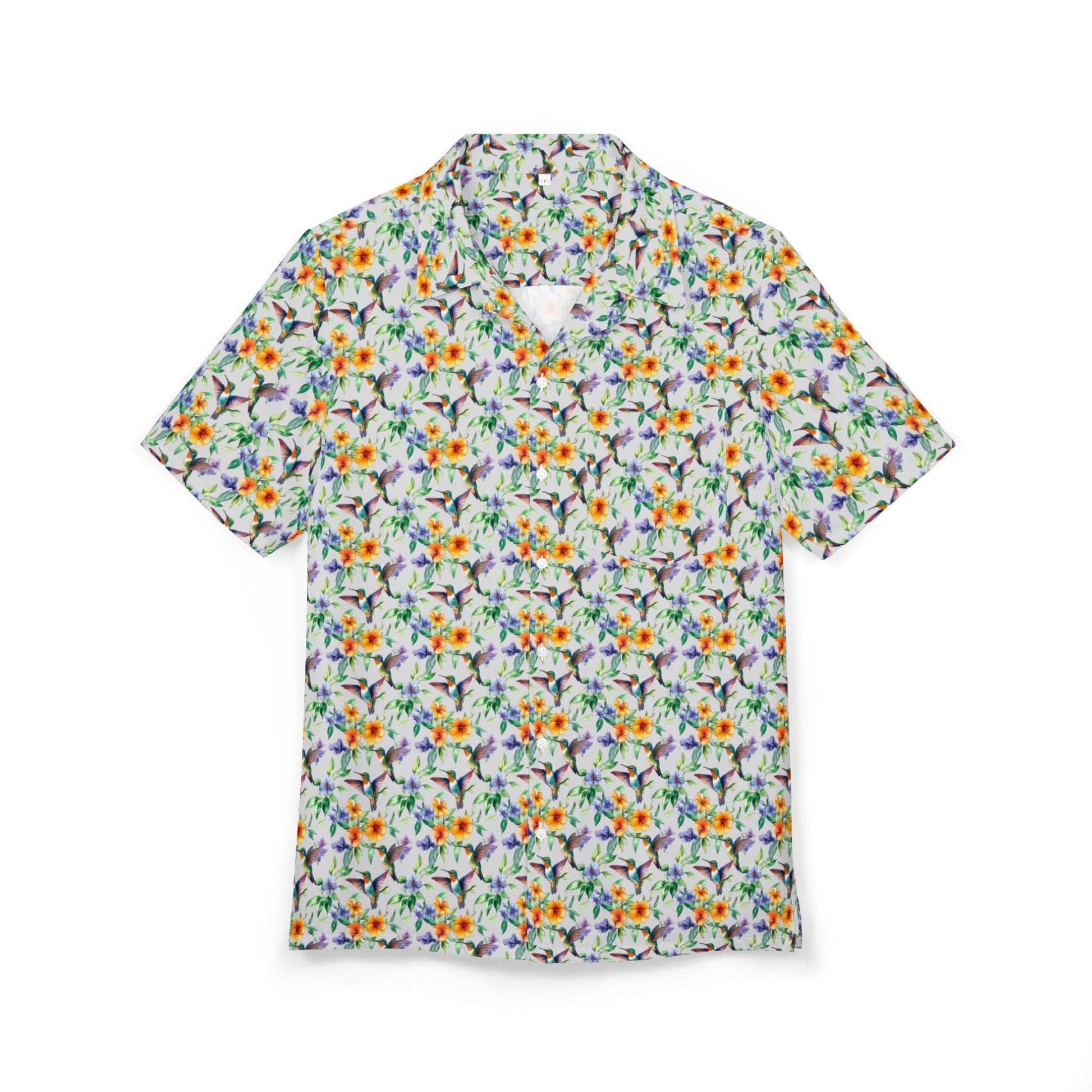 The Nerdy Birder - Hummingbird Button-Down Shirt, Summer Shirt, Hawaiian Shirt, Beachwear, Vacation Essentials, Casual Outfit