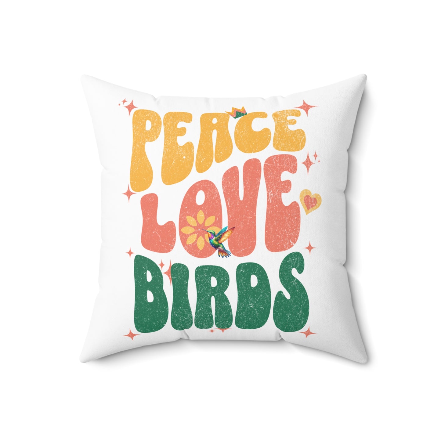 Peace Love Birds Decorative Pillow - Bright and Fun Home Accent