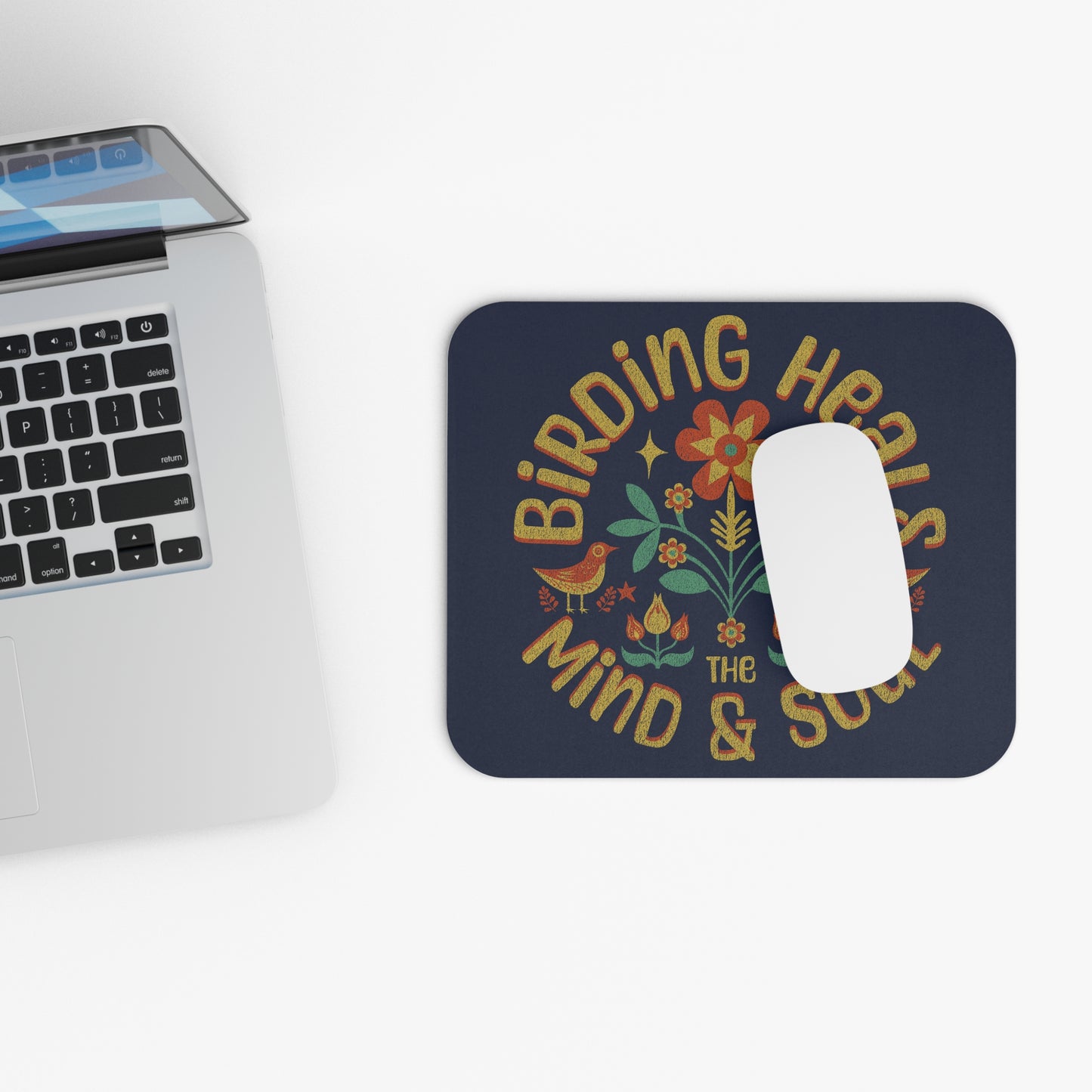 The Nerdy Birder Birding Heals The Mind And Soul Mouse Pad - Stylish Desk Accessory for Bird Lovers