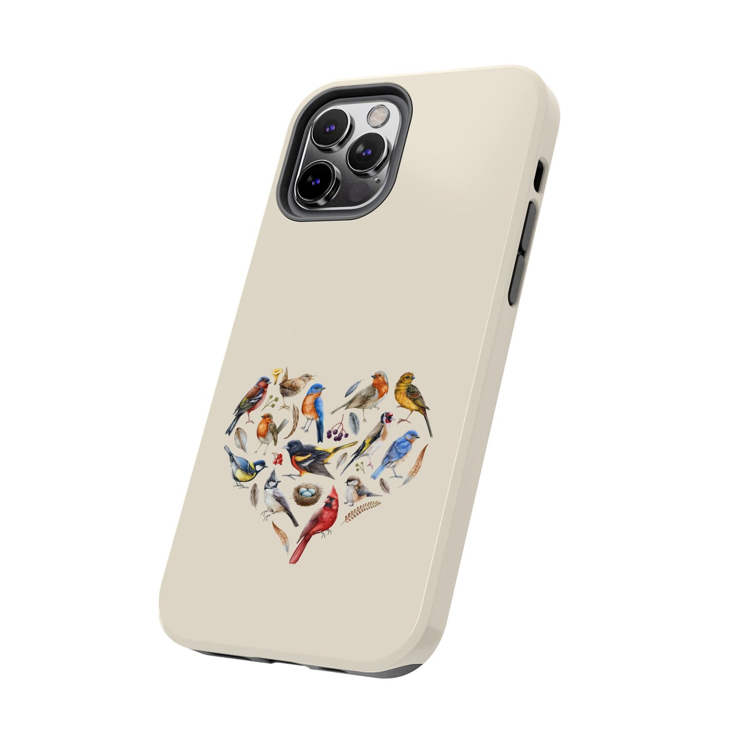 Bird Heart Tough Phone Cases - Cute Wildlife Design, Gift for Nature Enthusiasts, Durable Cases for Birdwatching