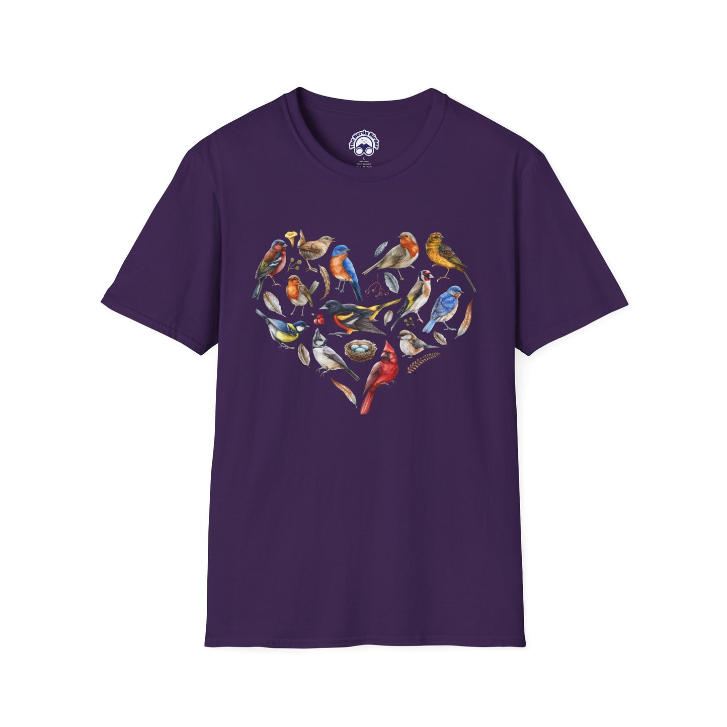 Bird Heart Unisex Softstyle T-Shirt - Heart Design
