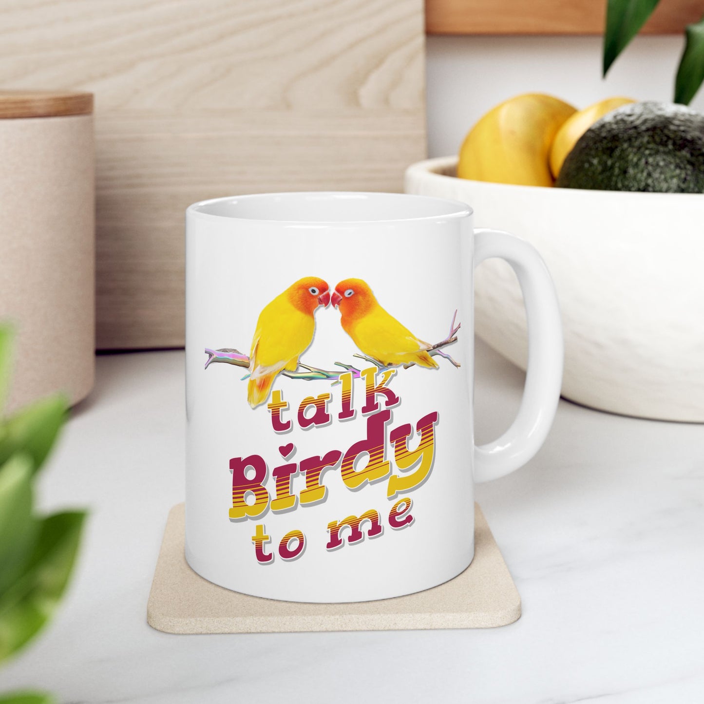 Talk Birdy To Me Bright and Cheerful Glossy Ceramic Mug