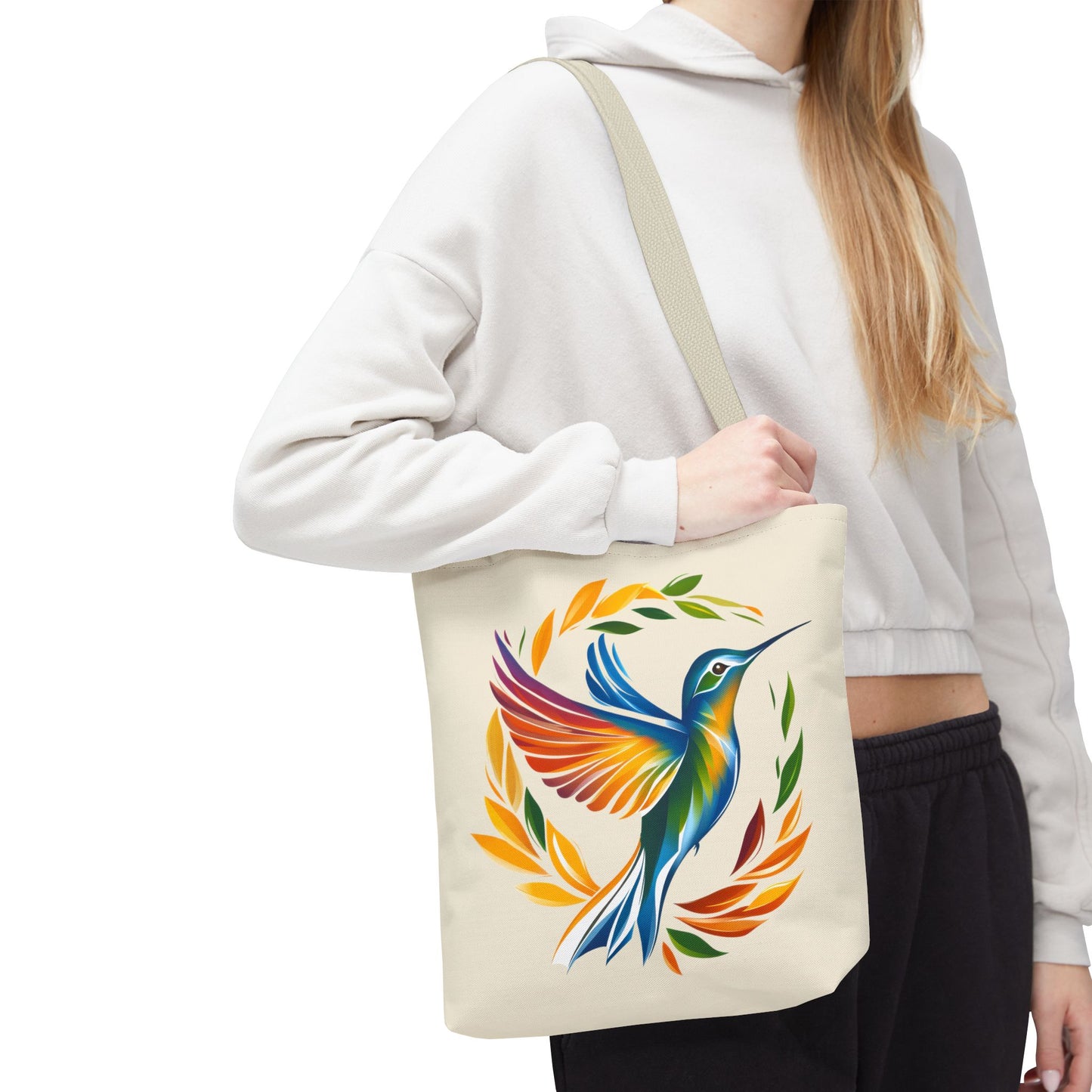 Hummingbird Rainbow Tote Bag - Natural color