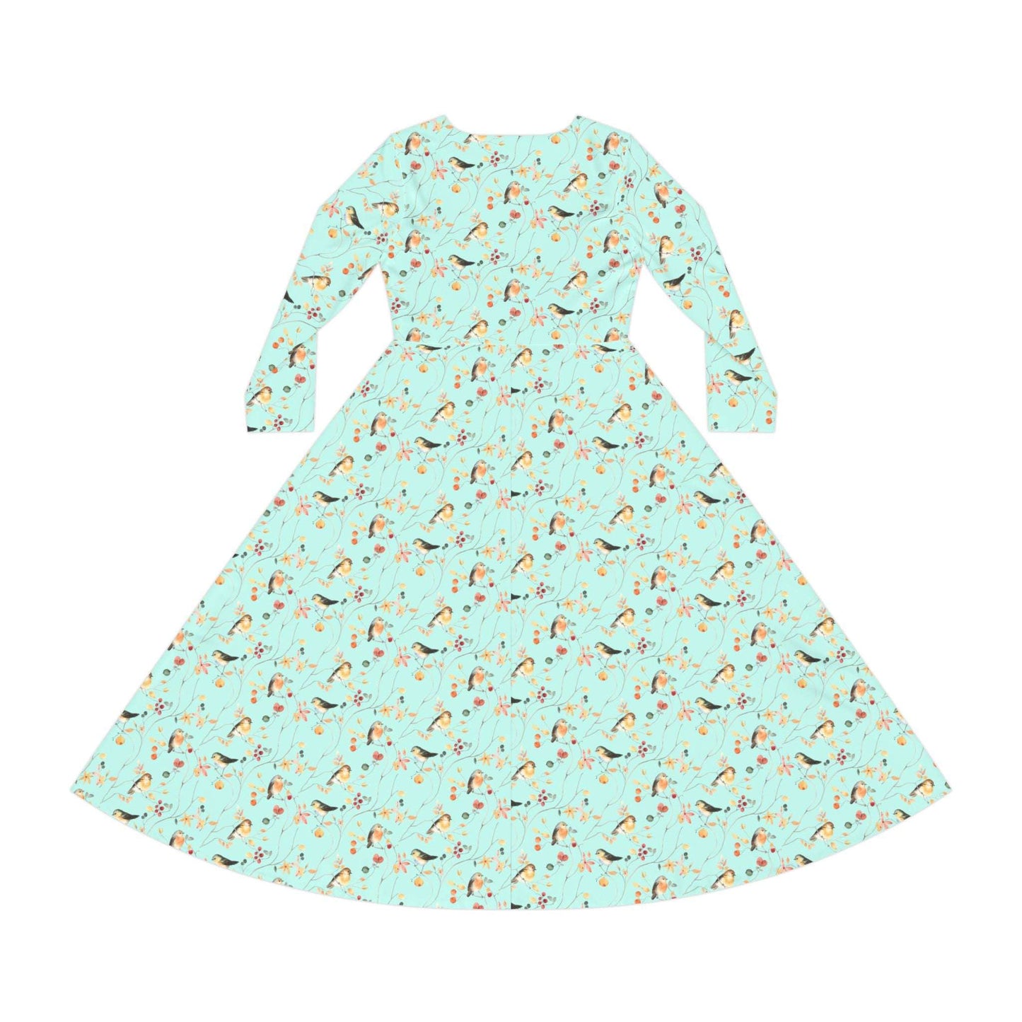 Mint Warbler Long Sleeve Dance Dress, Elegant Birder Dress, Bohemian Style Dress