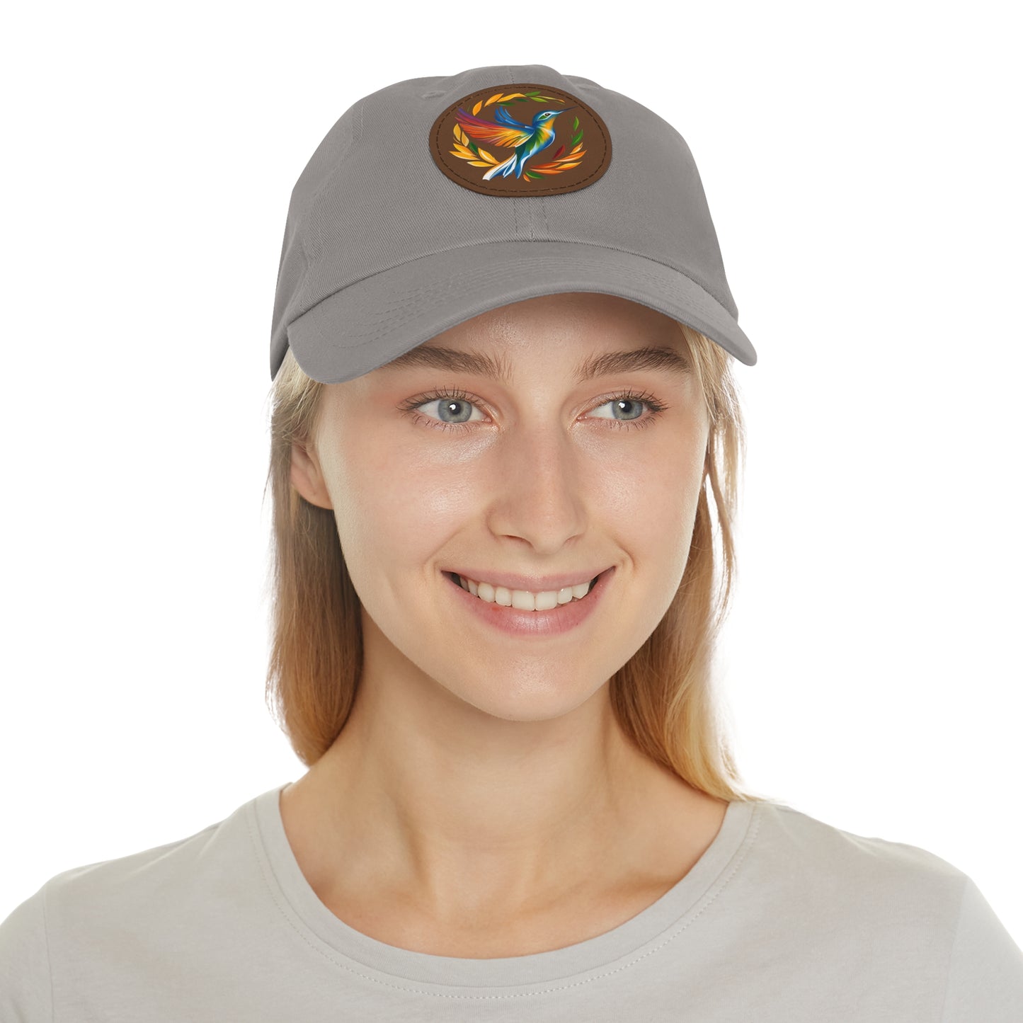 Hummingbird Rainbow Hat Leather Patch Cap