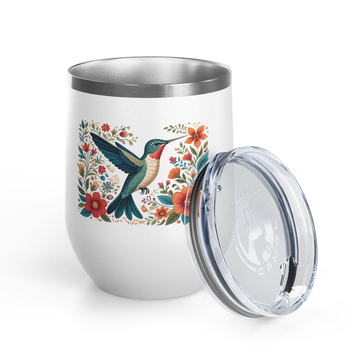 Hummingbird In Bloom Wine Tumbler- 12oz Insulated Cup