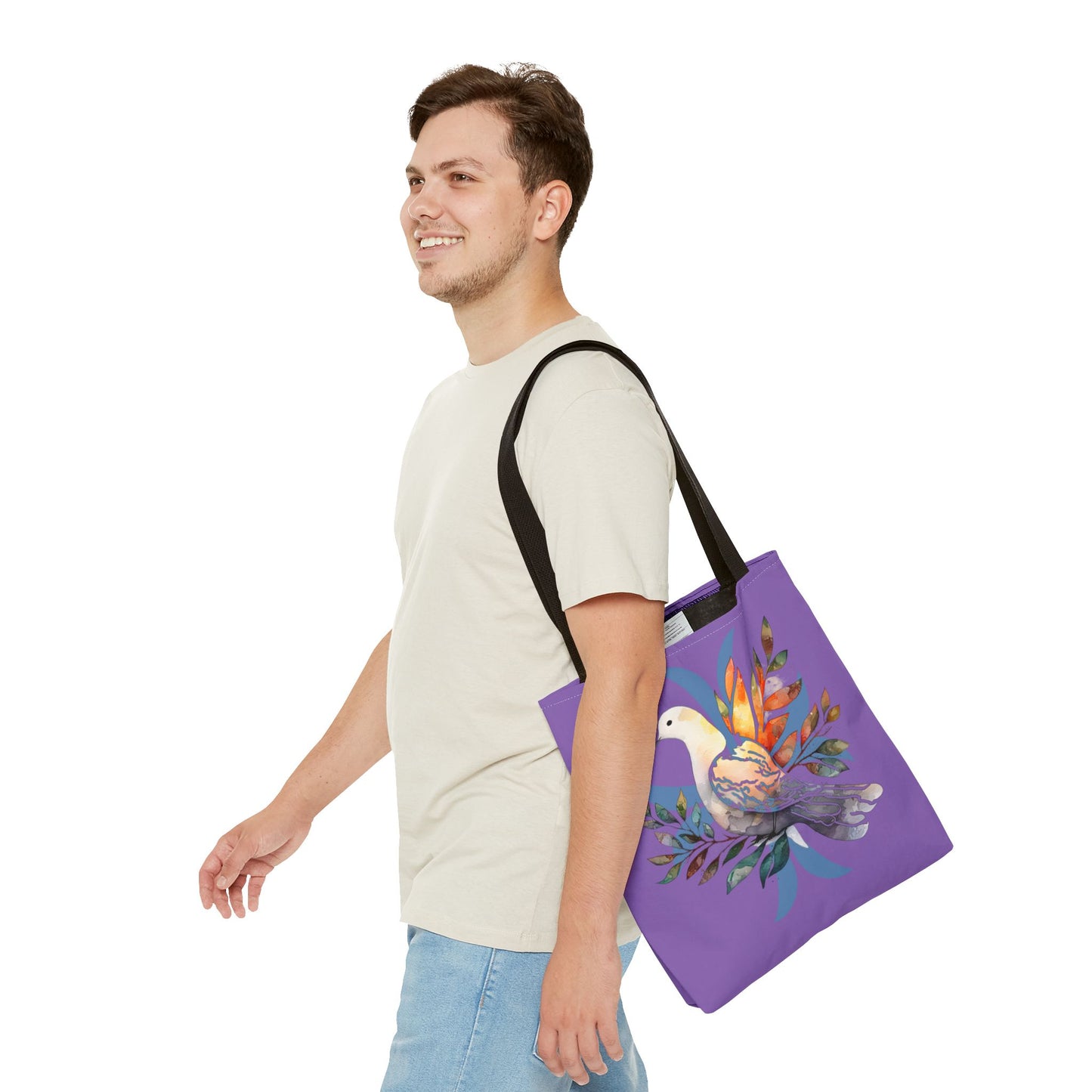 Peaceful Dove Tote Bag in Purple