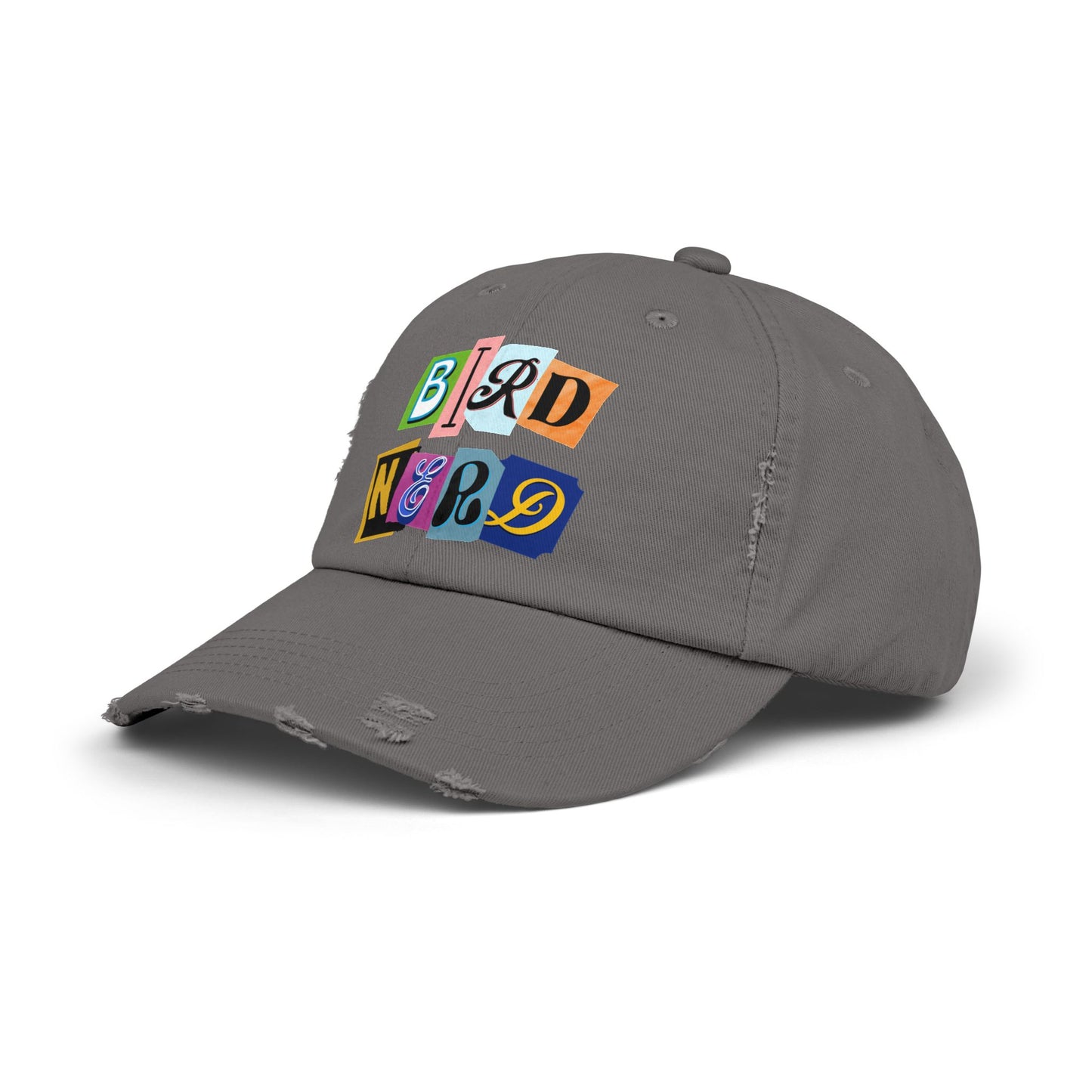 The Nerdy Birder - "Bird Nerd" Distressed Cap, Casual Hat for Bird Lovers, Unique Gift for Nature Enthusiasts, Trendy Apparel for Outdoor Adventures