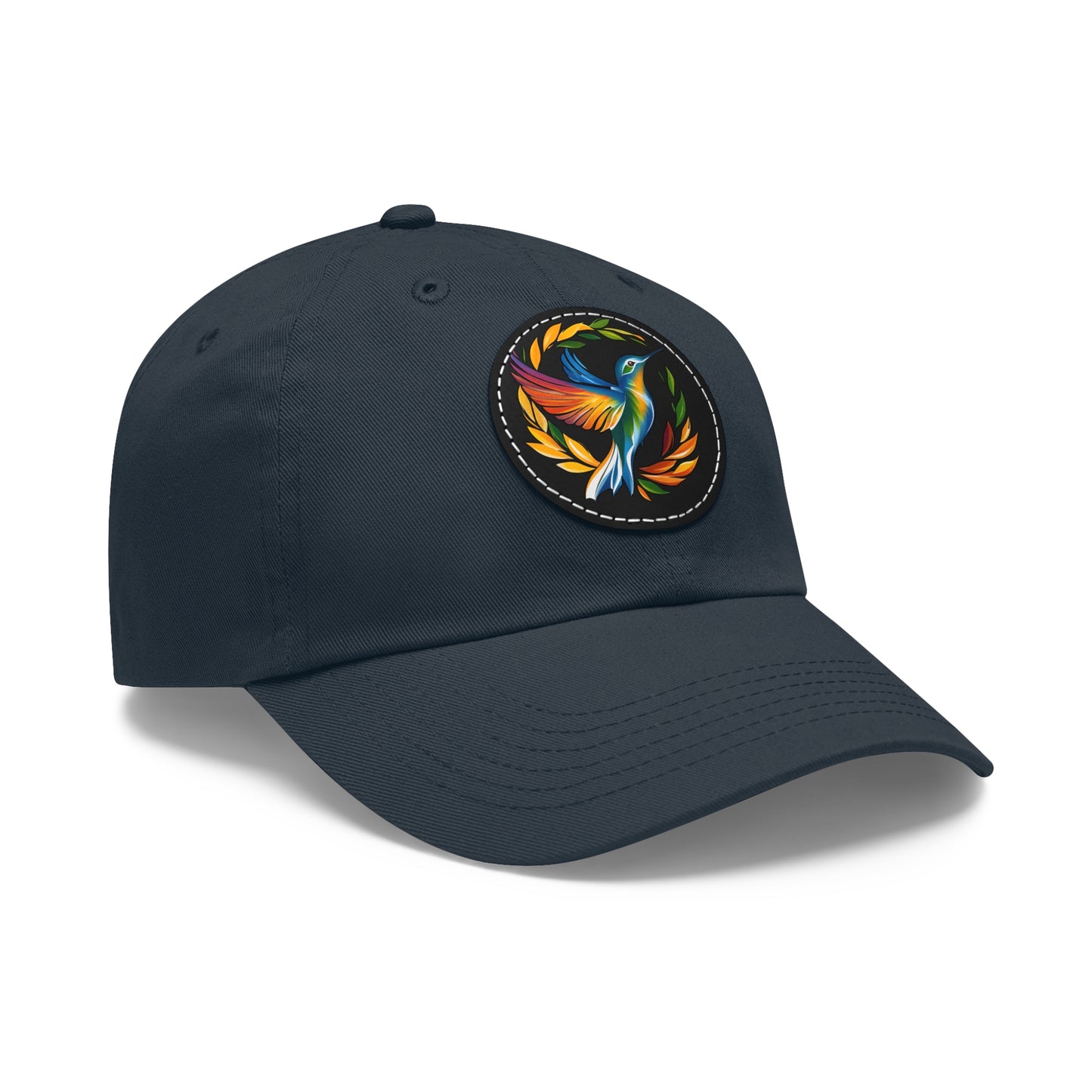 Hummingbird Rainbow Hat Leather Patch Cap
