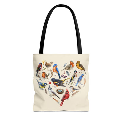 Heart of Birds Tote Bag - Natural color - Heart Design for Nature Enthusiasts
