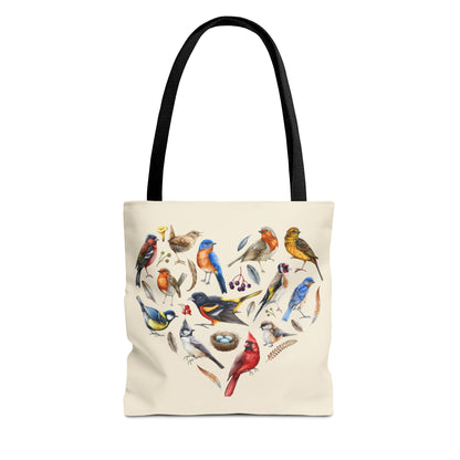 Heart of Birds Tote Bag - Natural color - Heart Design for Nature Enthusiasts