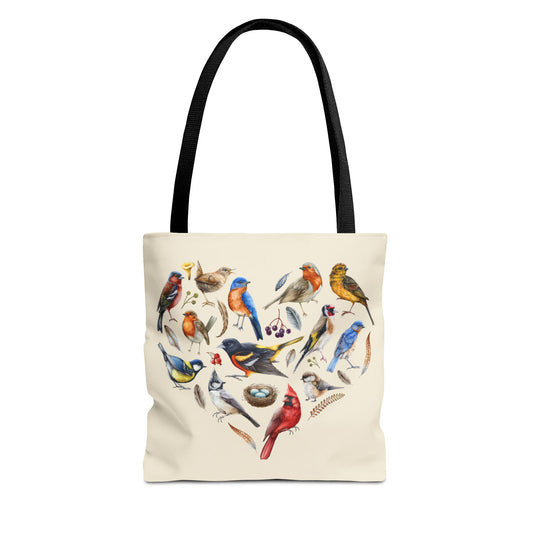 Heart of Birds Tote Bag - Natural color - Heart Design for Nature Enthusiasts