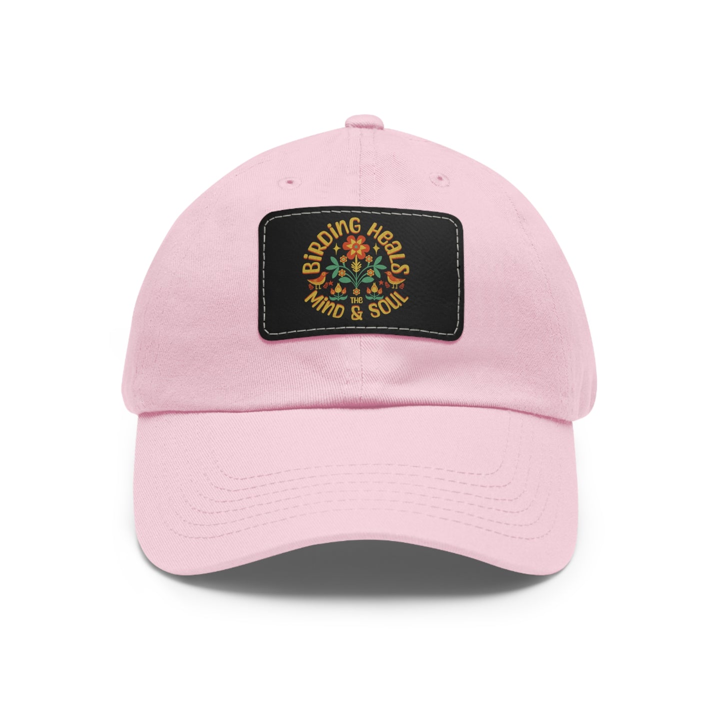 The Nerdy Birder Birding Heals with Leather Patch for Inspired by childhood memories of playful glamour, Stylish Outdoor Cap, Gift for Bird Watching Enthusiasts, Casual Fashion Accessory