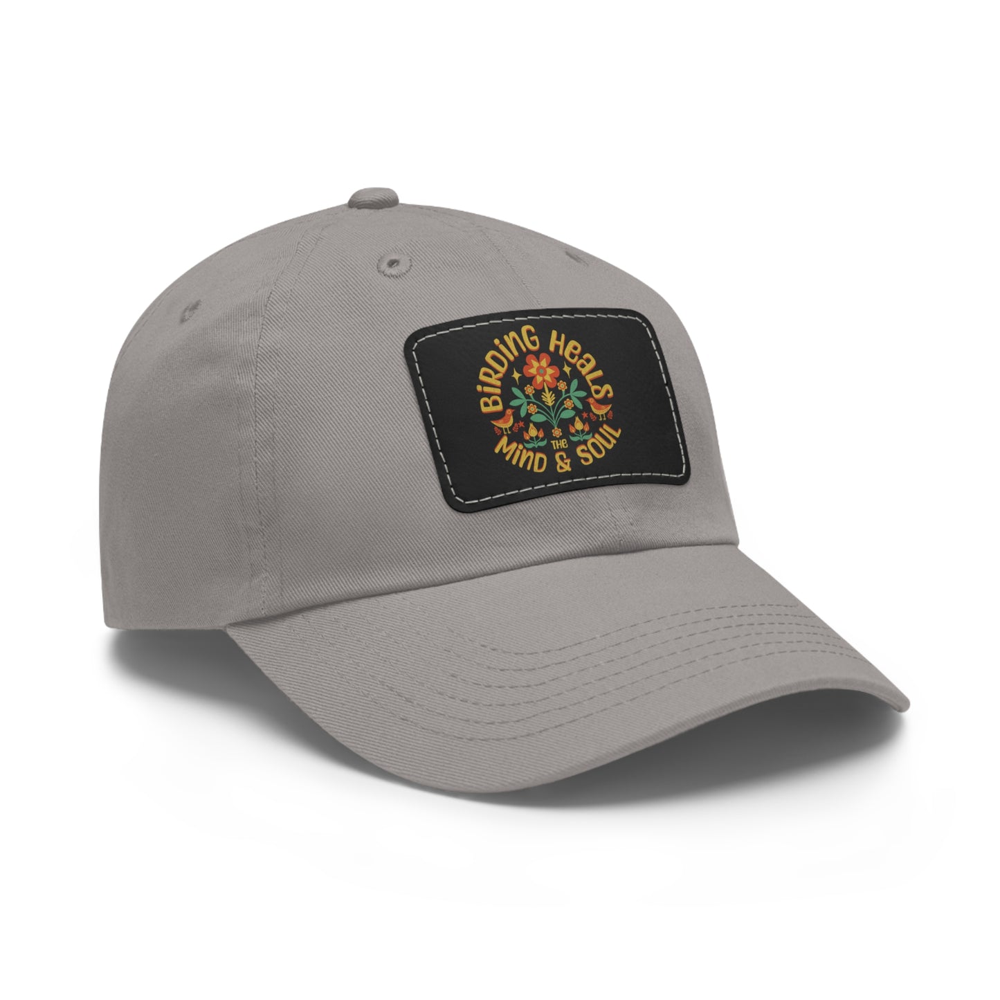 The Nerdy Birder Birding Heals with Leather Patch for Inspired by childhood memories of playful glamour, Stylish Outdoor Cap, Gift for Bird Watching Enthusiasts, Casual Fashion Accessory