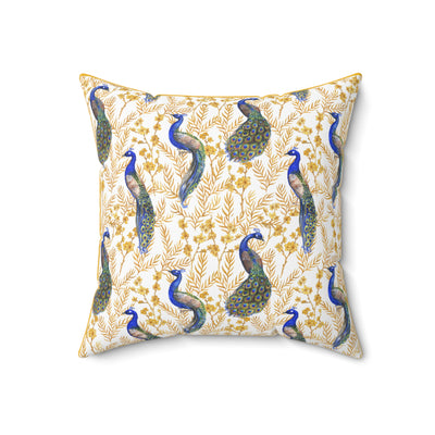 Elegant Peacock Design Square Pillow | Decorative Home Accent