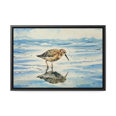 Serene Shoreline Bird Canvas Wrap - Horizontal Frame Art