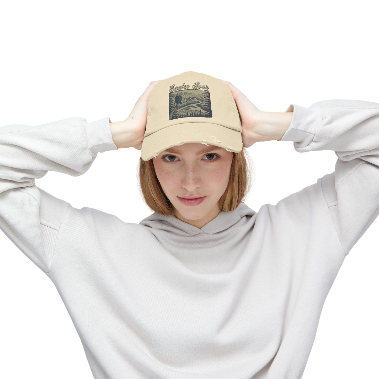 Eagles Soar Distressed Cap, Casual Hat for Bird Lovers, Unique Gift for Nature Enthusiasts, Trendy Apparel for Outdoor Adventures