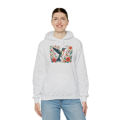 Hummingbird In Bloom Hoodie - Cozy Sweatshirt for Nature Lovers