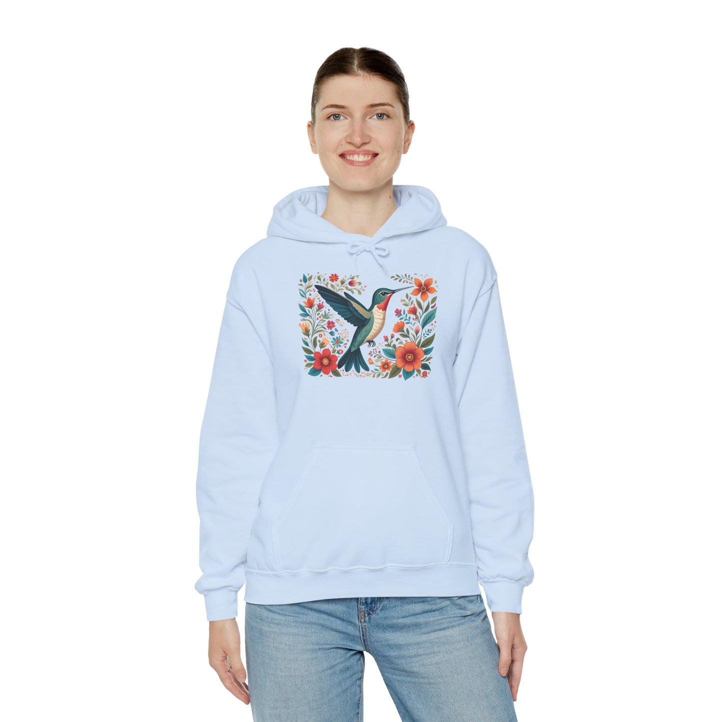 Hummingbird In Bloom Hoodie - Cozy Sweatshirt for Nature Lovers