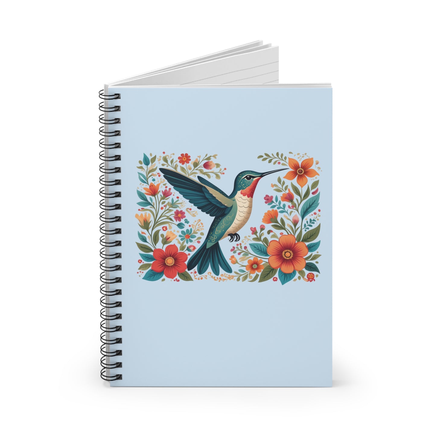 Hummingbird In Bloom Spiral Notebook Blue