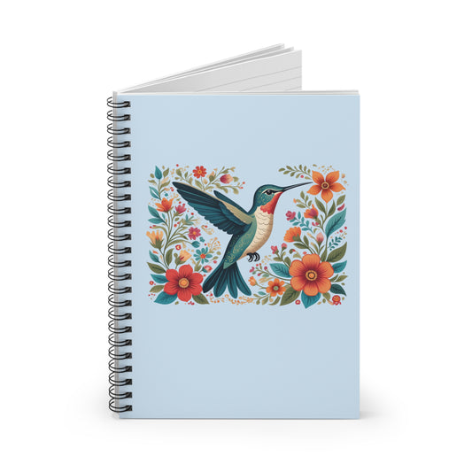 Hummingbird In Bloom Spiral Notebook Blue