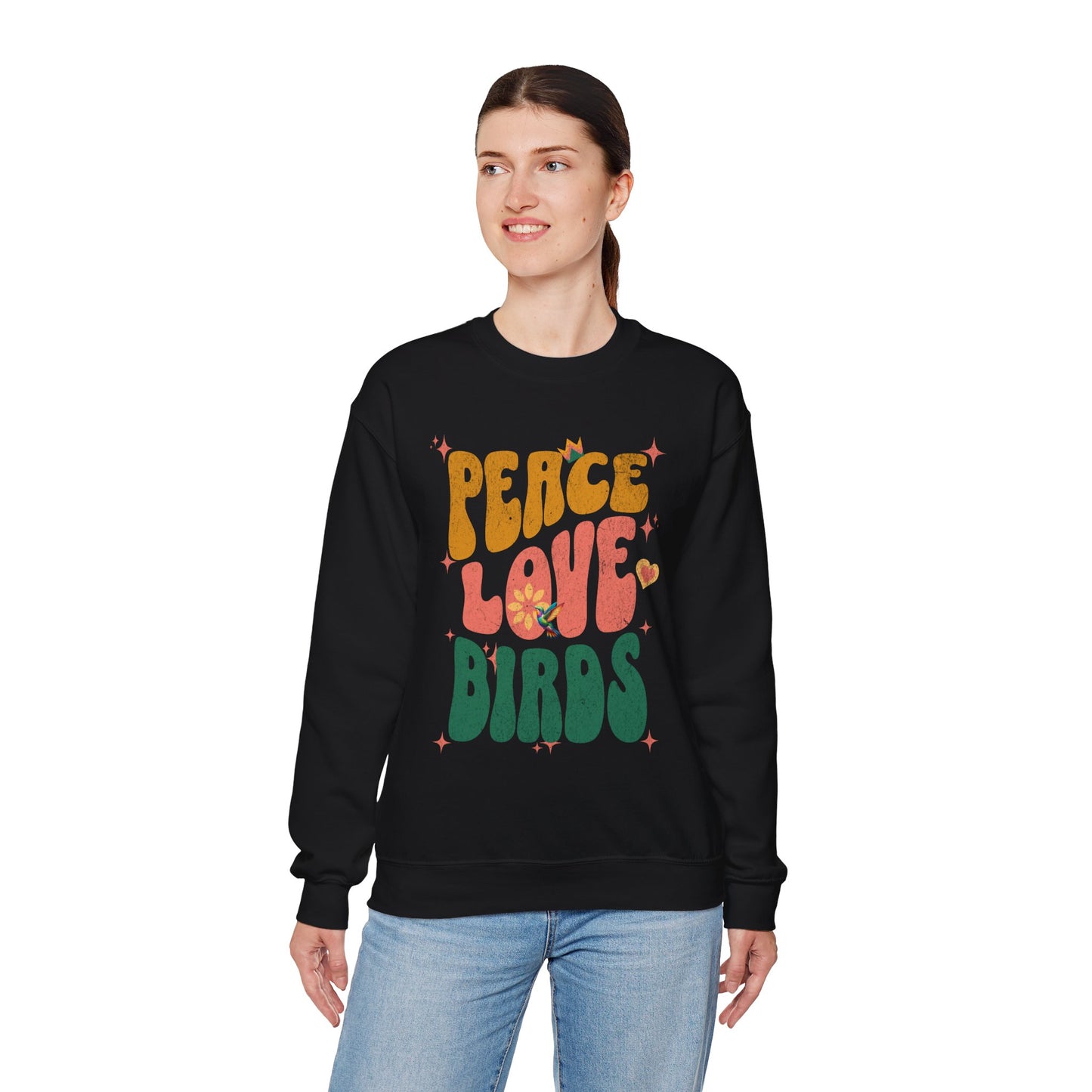Peace Love Birds Crewneck Sweatshirt - Unisex Cozy Fashion for Nature Lovers