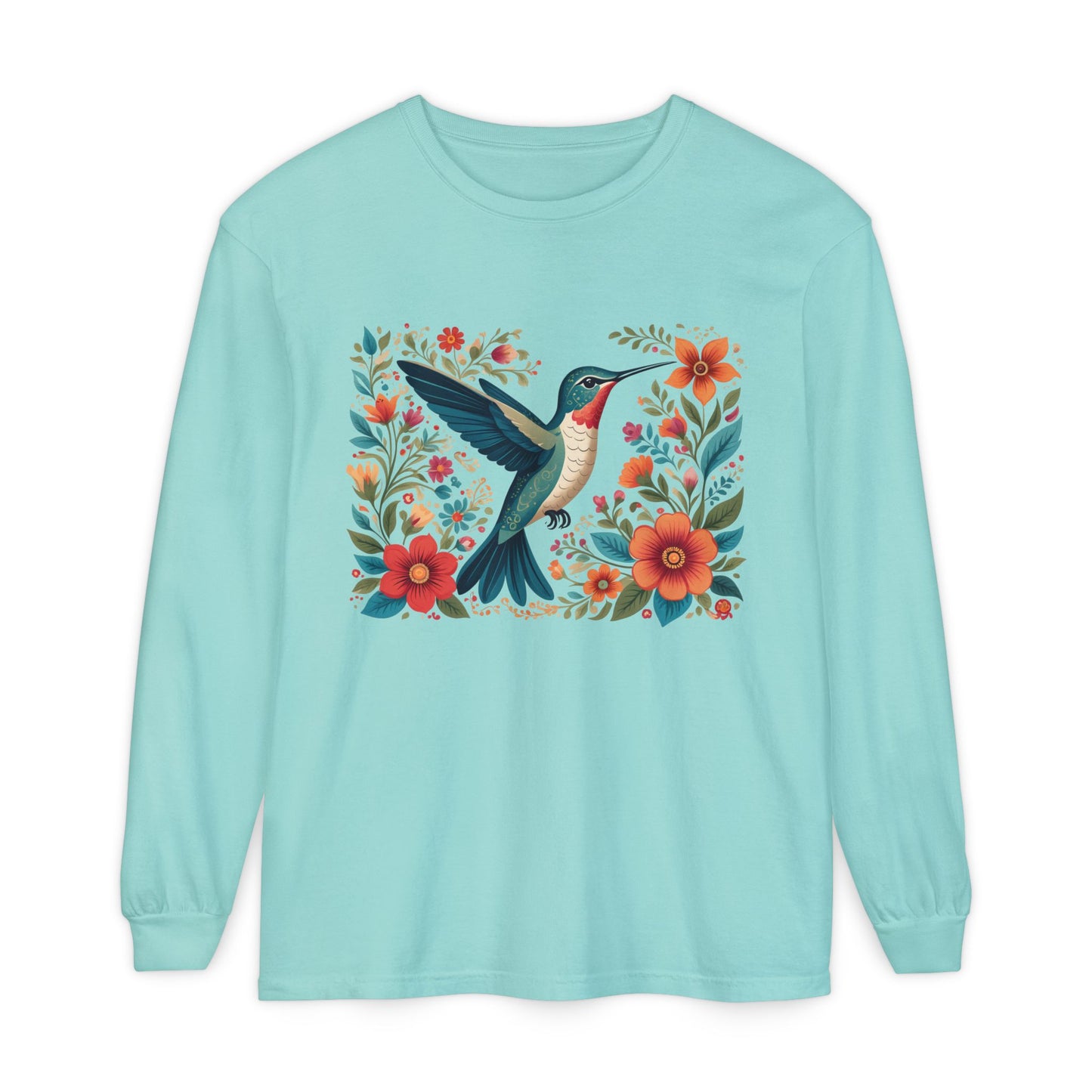Hummingbird In Bloom Long Sleeve T-Shirt