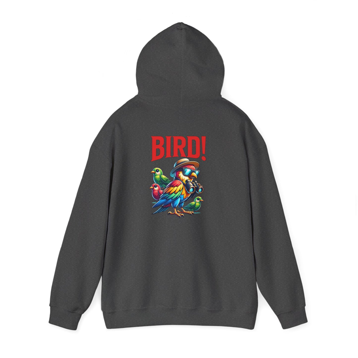 The Nerdy Birder - "Bird!" Back Design Unisex Hoodie - Cozy Sweatshirt for Nature Lovers
