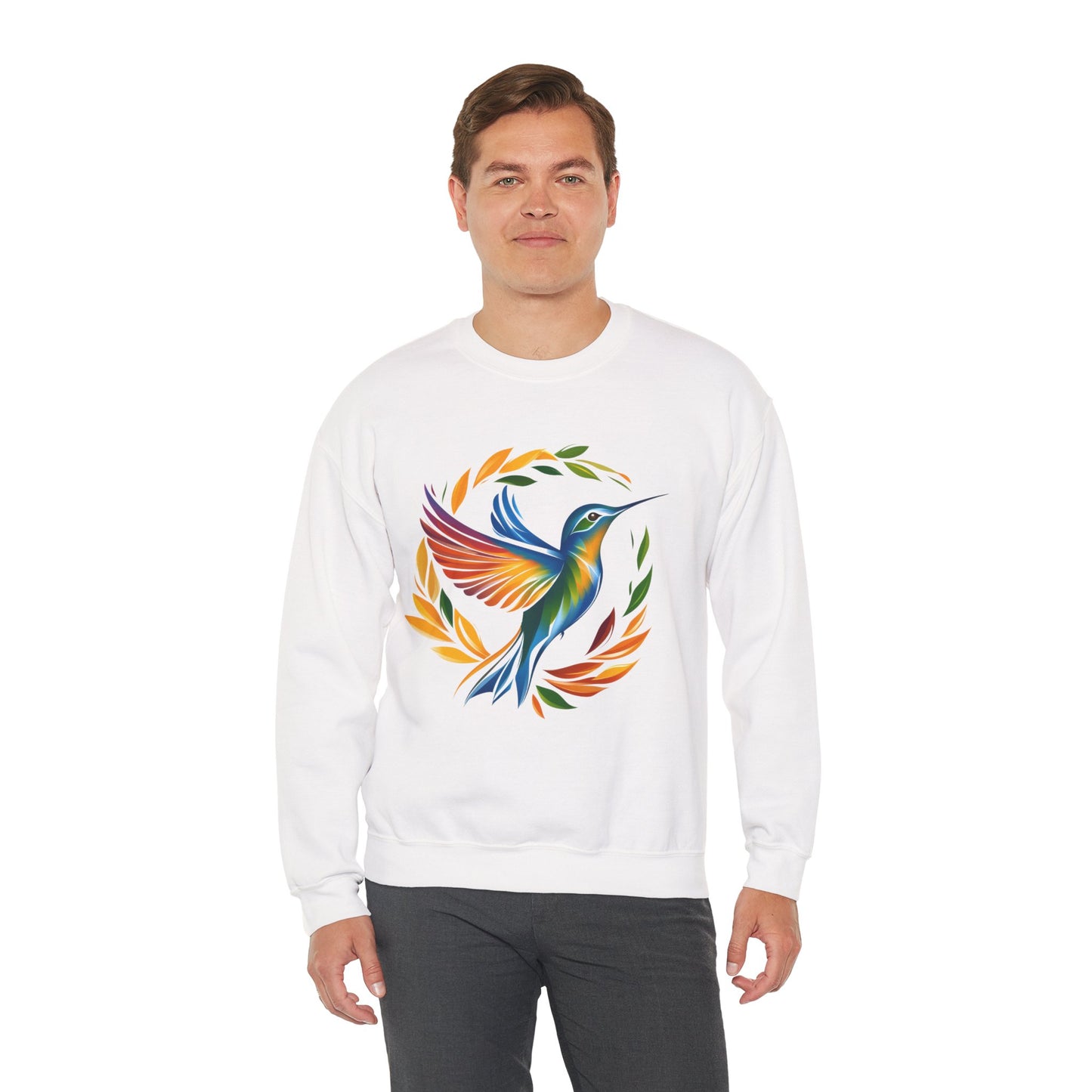 Hummingbird Rainbow Graphic Unisex Crewneck Sweatshirt