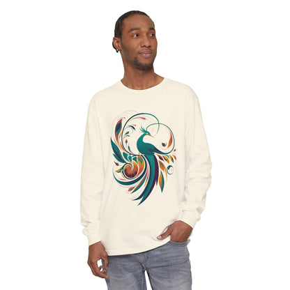 Bohemian Peacock Long Sleeve T-Shirt for Creative Souls