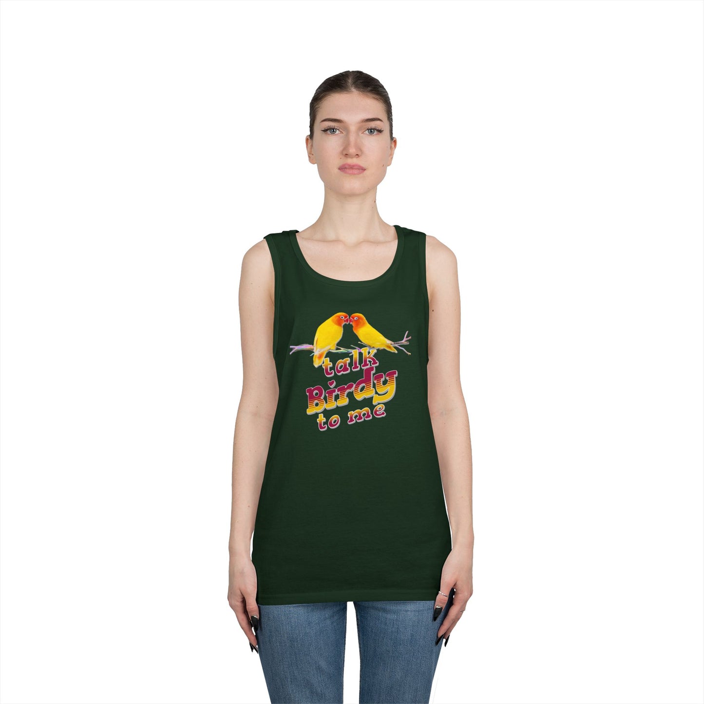 Talk Birdy To Me Tank Top, Gift for Bird Lovers, Unisex Summer Wear, Nature Lover's Apparel, Fun Casual Tank