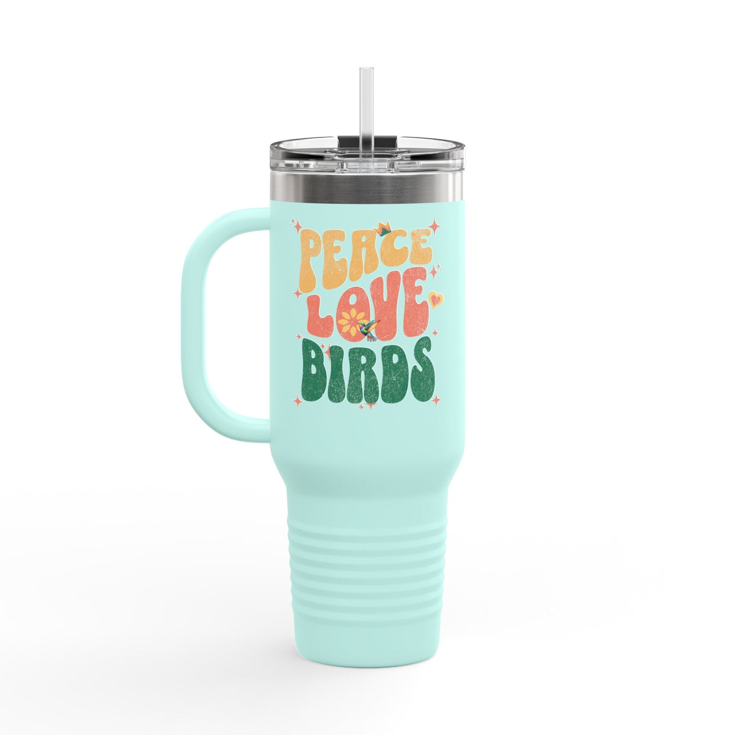 Peace Love Birds Insulated Travel Mug, 40oz