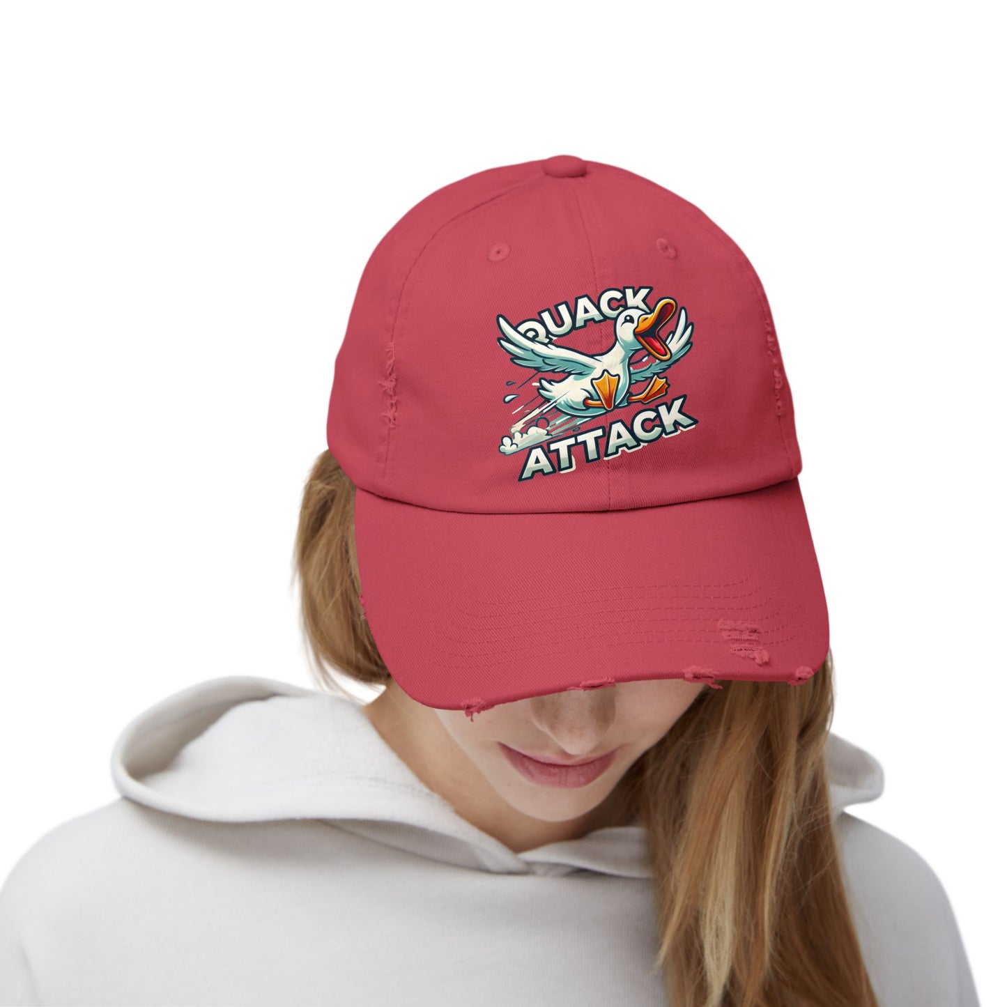 The Nerdy Birder Quack Attack Vintage Style Hat - Unisex Distressed Cap