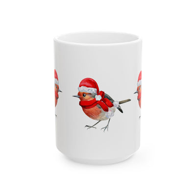 Festive Bird Ceramic Mug - Holiday Coffee Cup (11oz, 15oz)