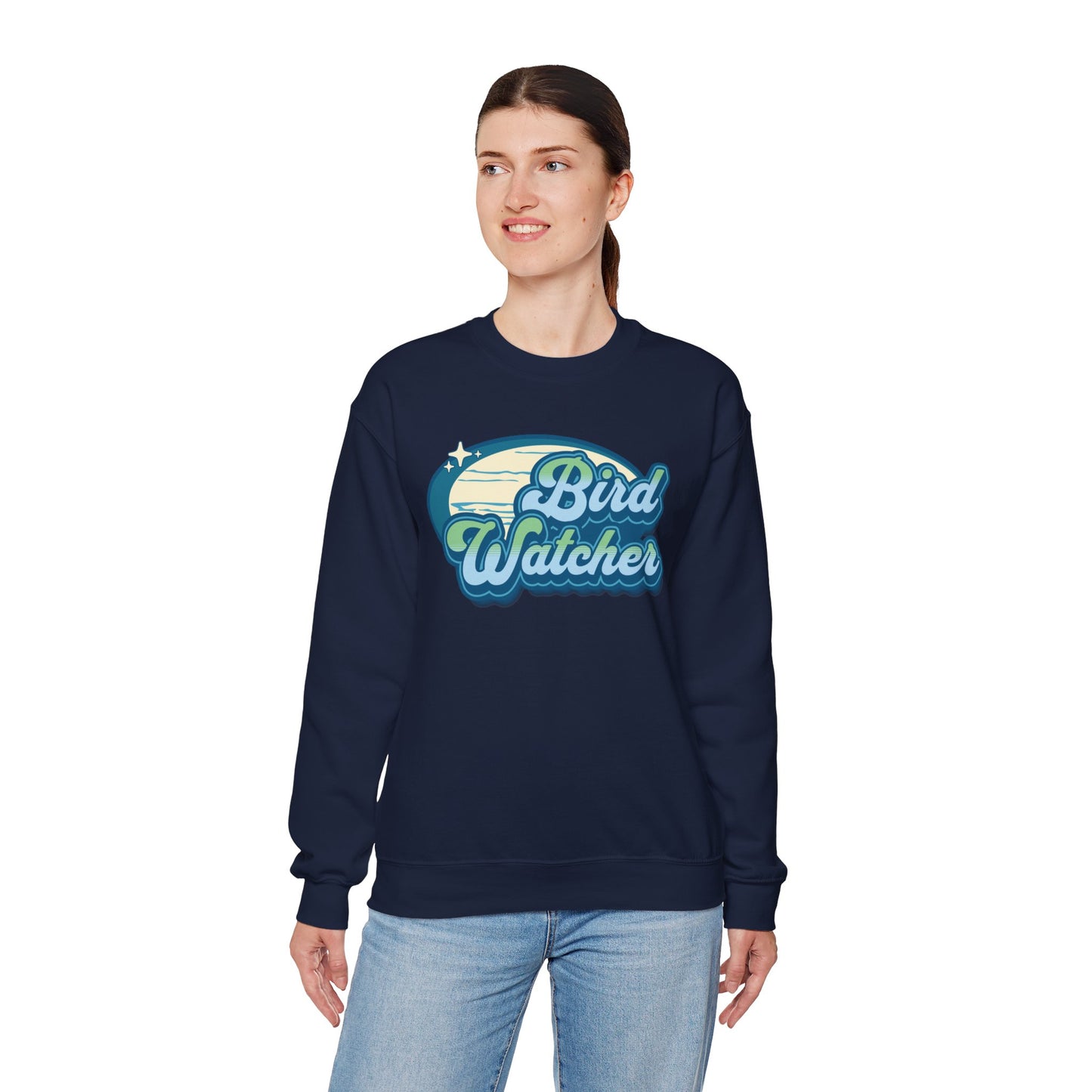 Bird Watcher Teal Graphic Unisex Crewneck Sweatshirt