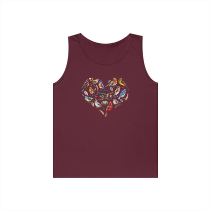 I'm A Nerdy Birder Bird Heart Tank Top, Gift for Bird Lovers, Unisex Summer Wear, Nature Lover's Apparel, Fun Casual Tank