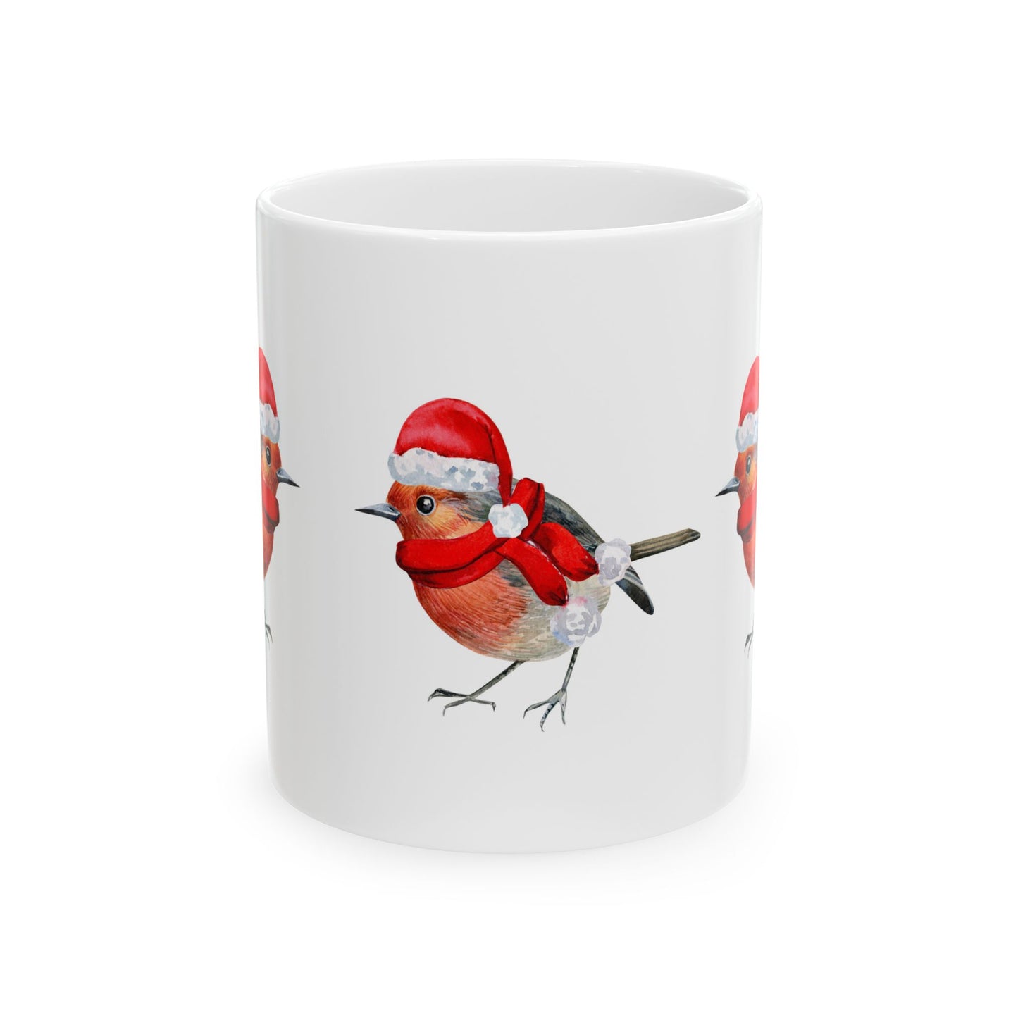 Festive Bird Ceramic Mug - Holiday Coffee Cup (11oz, 15oz)
