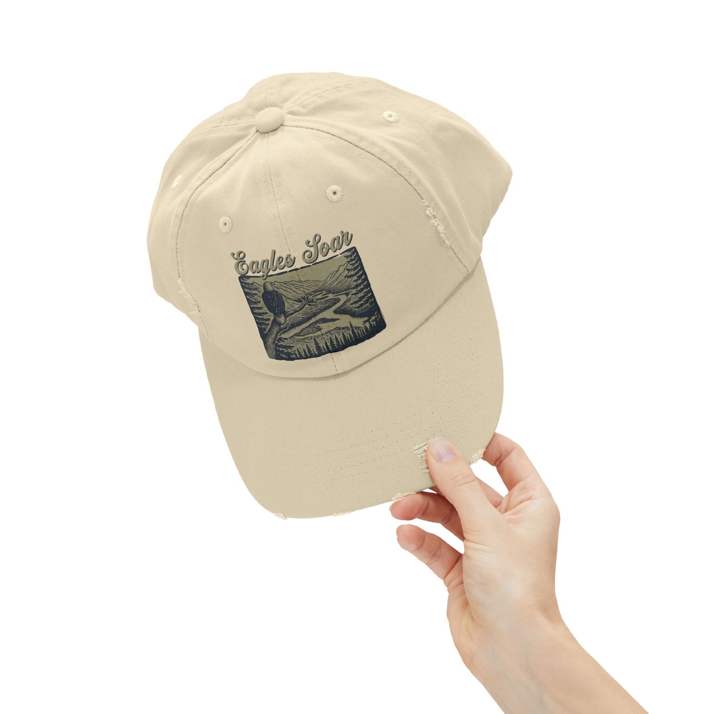 Eagles Soar Distressed Cap, Casual Hat for Bird Lovers, Unique Gift for Nature Enthusiasts, Trendy Apparel for Outdoor Adventures