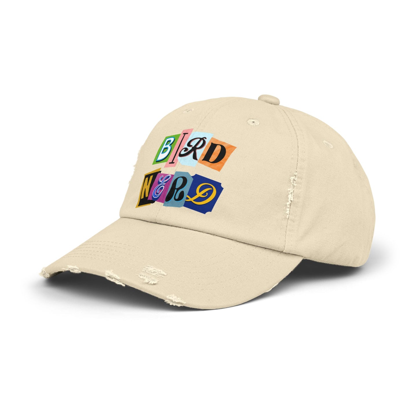 The Nerdy Birder - "Bird Nerd" Distressed Cap, Casual Hat for Bird Lovers, Unique Gift for Nature Enthusiasts, Trendy Apparel for Outdoor Adventures