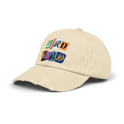 The Nerdy Birder - "Bird Nerd" Distressed Cap, Casual Hat for Bird Lovers, Unique Gift for Nature Enthusiasts, Trendy Apparel for Outdoor Adventures