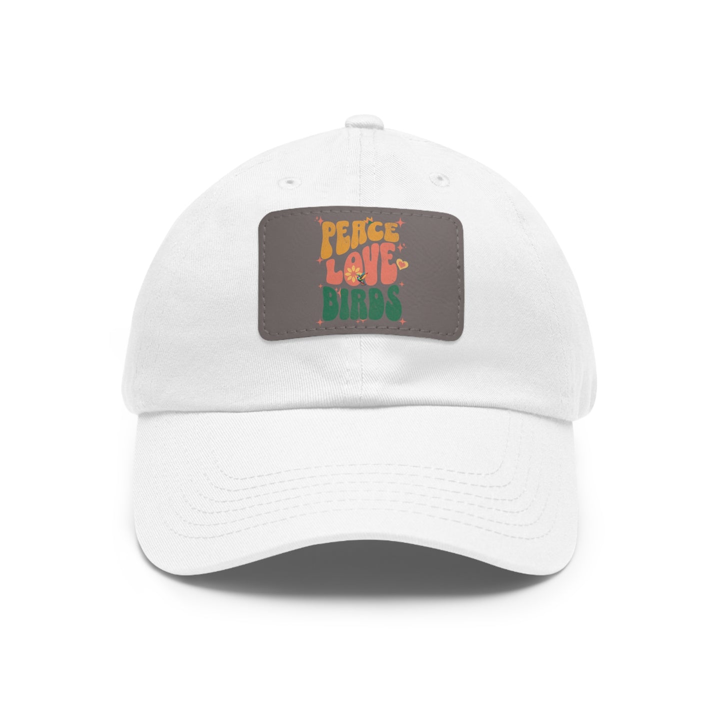 Peace Love Birds  Hat with Leather Patch, Casual Cap for Bird Lovers