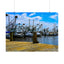 Nautical Matte Horizontal Poster - Serene Harbor Dock Scene with Fishing Boats