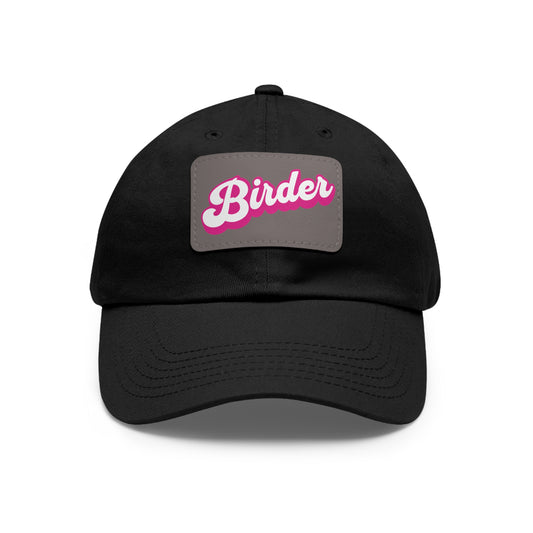 The Nerdy Birder - Birder Hat with Leather Patch for Inspired by childhood memories of playful glamour, Stylish Outdoor Cap, Gift for Bird Watching Enthusiasts, Casual Fashion Accessory